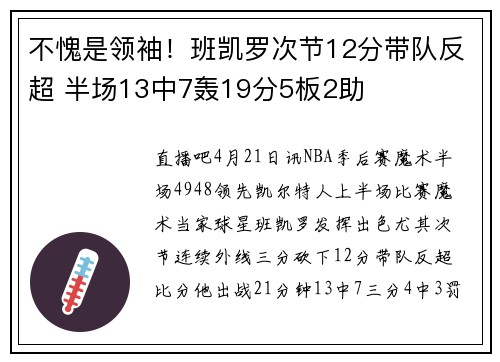 不愧是领袖！班凯罗次节12分带队反超 半场13中7轰19分5板2助